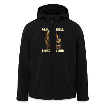 Echte Männer Riechen Nach Diesel Und Dreck Bagger - Recycelte Männer Softshell-Jacke von Stanley/Stella - Schwarz - Vorne - AI Model Male 185 light (185cm)