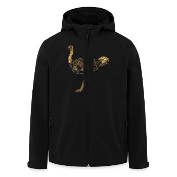 Ostrich Geometric - Men’s Recycled Softshell Jacket by Stanley/Stella - black - Front - AI Model Male 185 light (185cm)