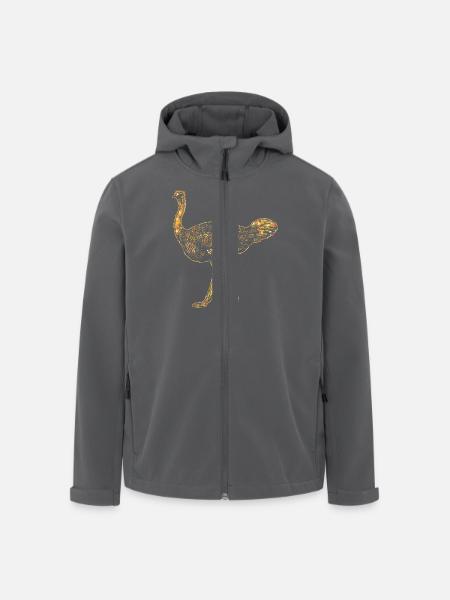 Ostrich Geometric - Men’s Recycled Softshell Jacket by Stanley/Stella - black