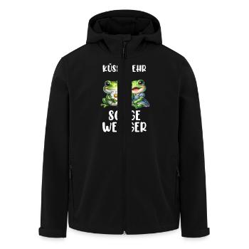 Froschkostüm KÜSSE MEHR SORGE WENIGER Lustiges - Recycelte Männer Softshell-Jacke von Stanley/Stella - Schwarz - Vorne - AI Model Male 185 light (185cm)