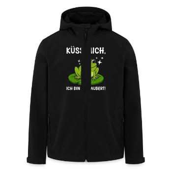 Karneval Frosch KÜSS MICH ICH BIN VERZAUBERT - Recycelte Männer Softshell-Jacke von Stanley/Stella - Schwarz - Vorne - AI Model Male 185 light (185cm)