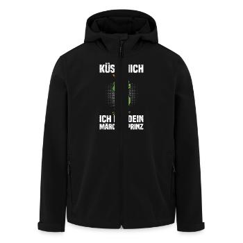 Karneval Frosch KÜSS MICH BIN DEIN MÄRCHENPRINZ - Recycelte Männer Softshell-Jacke von Stanley/Stella - Schwarz - Vorne - AI Model Male 185 light (185cm)