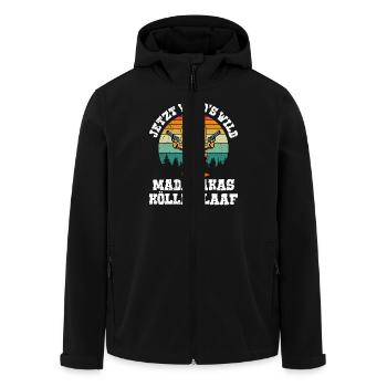 Karneval Ente JETZT WIRD'S WILD MADAFAKAS KÖLLE - Recycelte Männer Softshell-Jacke von Stanley/Stella - Schwarz - Vorne - AI Model Male 185 light (185cm)