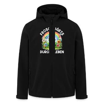 Froschkostüm FROSCHWÄRTS DURCHS LEBEN Lustiges - Recycelte Männer Softshell-Jacke von Stanley/Stella - Schwarz - Vorne - AI Model Male 185 light (185cm)