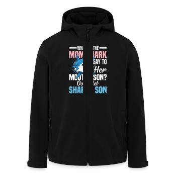 What Did The Mom Shark Say - Recycelte Männer Softshell-Jacke von Stanley/Stella - Schwarz - Vorne - AI Model Male 185 light (185cm)