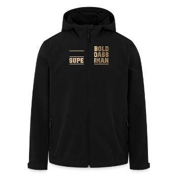 Kühn, Krass und Übermenschlich – Deine Stärke - Recycelte Männer Softshell-Jacke von Stanley/Stella - Schwarz - Vorne - AI Model Male 185 light (185cm)