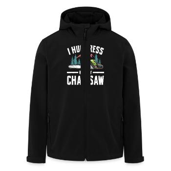 I Hug Trees With My Chainsaw - Recycelte Männer Softshell-Jacke von Stanley/Stella - Schwarz - Vorne - AI Model Male 185 light (185cm)