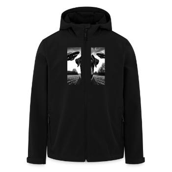 Doberman Pinscher2 Selfie graphique drôle avec OVNI W - Veste softshell homme en polyester recyclé Stanley/Stella - noir - Devant - AI Model Male 185 light (185cm)