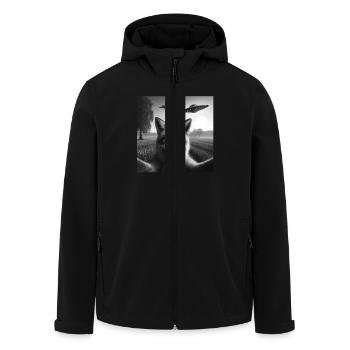 Fox Reynar Funny Graphic Selfie with UFOs Weird Al - Recycelte Männer Softshell-Jacke von Stanley/Stella - Schwarz - Vorne - AI Model Male 185 light (185cm)