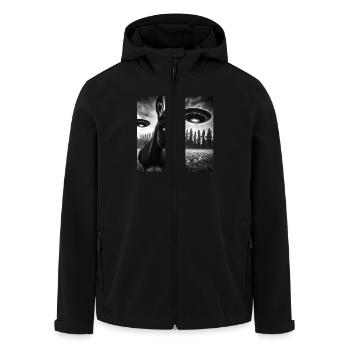 Donkey mule Funny Graphic Selfie with UFOs Weird A - Men’s Recycled Softshell Jacket by Stanley/Stella - black - Front - AI Model Male 185 light (185cm)