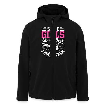 Manche Mädchen jagen Jungs, ich führe sie - Recycelte Männer Softshell-Jacke von Stanley/Stella - Schwarz - Vorne - AI Model Male 185 light (185cm)