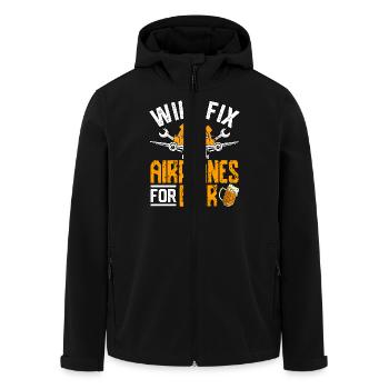 Wird Flugzeuge für Bier reparieren - Recycelte Männer Softshell-Jacke von Stanley/Stella - Schwarz - Vorne - AI Model Male 185 light (185cm)