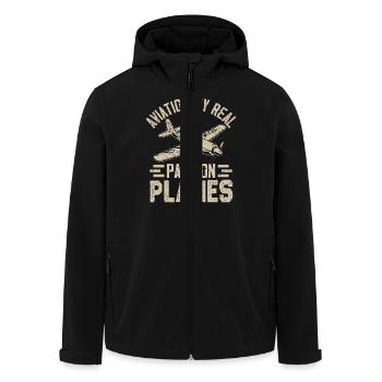 Aviation my real passion planes - Men’s Recycled Softshell Jacket by Stanley/Stella - black - Front - AI Model Male 185 light (185cm)