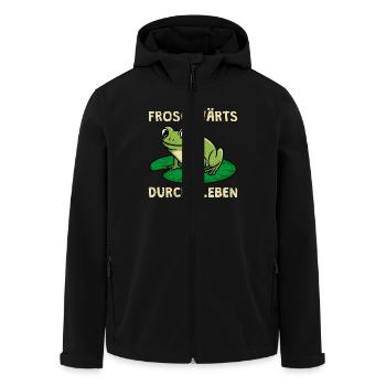 Faschings Kostüm FROSCHWÄRTS DURCHS LEBEN Lustig - Recycelte Männer Softshell-Jacke von Stanley/Stella - Schwarz - Vorne - AI Model Male 185 light (185cm)
