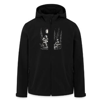 Mystische Nacht im Wald mit Bigfoot und Alien am - Recycelte Männer Softshell-Jacke von Stanley/Stella - Schwarz - Vorne - AI Model Male 185 light (185cm)
