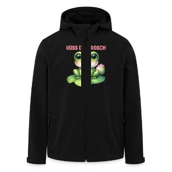 Froschkostüm KÜSS DEN FROSCH Lustiges Faschings - Recycelte Männer Softshell-Jacke von Stanley/Stella - Schwarz - Vorne - AI Model Male 185 light (185cm)
