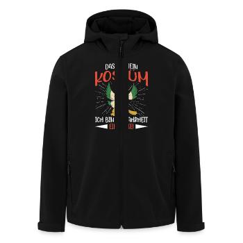 Faschingskostüm DAS IST MEIN MENSCHEN KOSTÜM - Recycelte Männer Softshell-Jacke von Stanley/Stella - Schwarz - Vorne - AI Model Male 185 light (185cm)