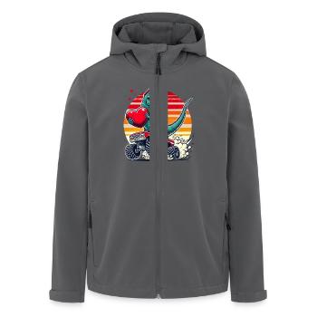 Valentine's Day Dinosaur Monster Truck Retro Heart - Men’s Recycled Softshell Jacket by Stanley/Stella - black - Front - AI Model Male 185 light (185cm)