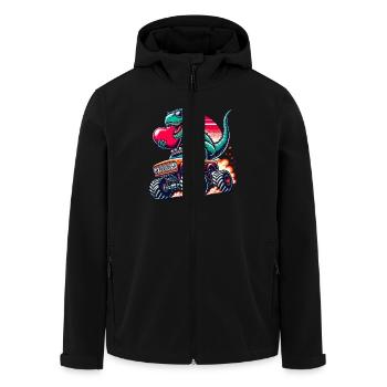 Valentine's Day Dino Monster Truck Heart In Love Love - Men’s Recycled Softshell Jacket by Stanley/Stella - black - Front - AI Model Male 185 light (185cm)