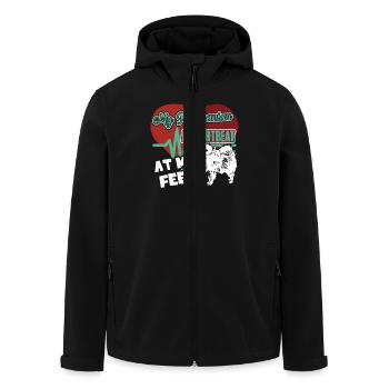 Pomeranian Dog A Heartbeat At My Feet - Men’s Recycled Softshell Jacket by Stanley/Stella - black - Front - AI Model Male 185 light (185cm)
