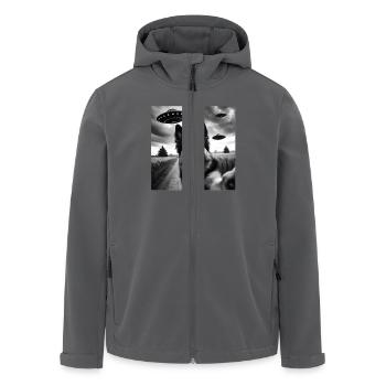 German Shepherd Funny GSP Selfie with UFOs Weird A - Recycelte Männer Softshell-Jacke von Stanley/Stella - Anthrazit - Vorne - AI Model Male 185 light (185cm)