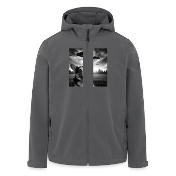 Pembroke Welsh Corgi Funny Selfie avec des OVNI Bizarre - Veste softshell homme en polyester recyclé Stanley/Stella - charbon - Devant - AI Model Male 185 light (185cm)