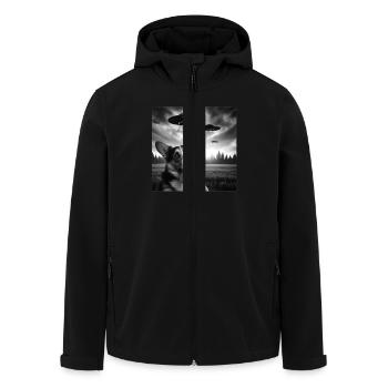 Pembroke Welsh Corgi Funny Selfie avec des OVNI Bizarre - Veste softshell homme en polyester recyclé Stanley/Stella - noir - Devant - AI Model Male 185 light (185cm)