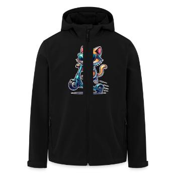 E-Scooter E-Roller Katze Scooter - Recycelte Männer Softshell-Jacke von Stanley/Stella - Schwarz - Vorne - AI Model Male 185 light (185cm)
