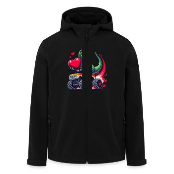 Valentine's Day Dinosaur Heart Monster Truck Funny - Men’s Recycled Softshell Jacket by Stanley/Stella - black - Front - AI Model Male 185 light (185cm)