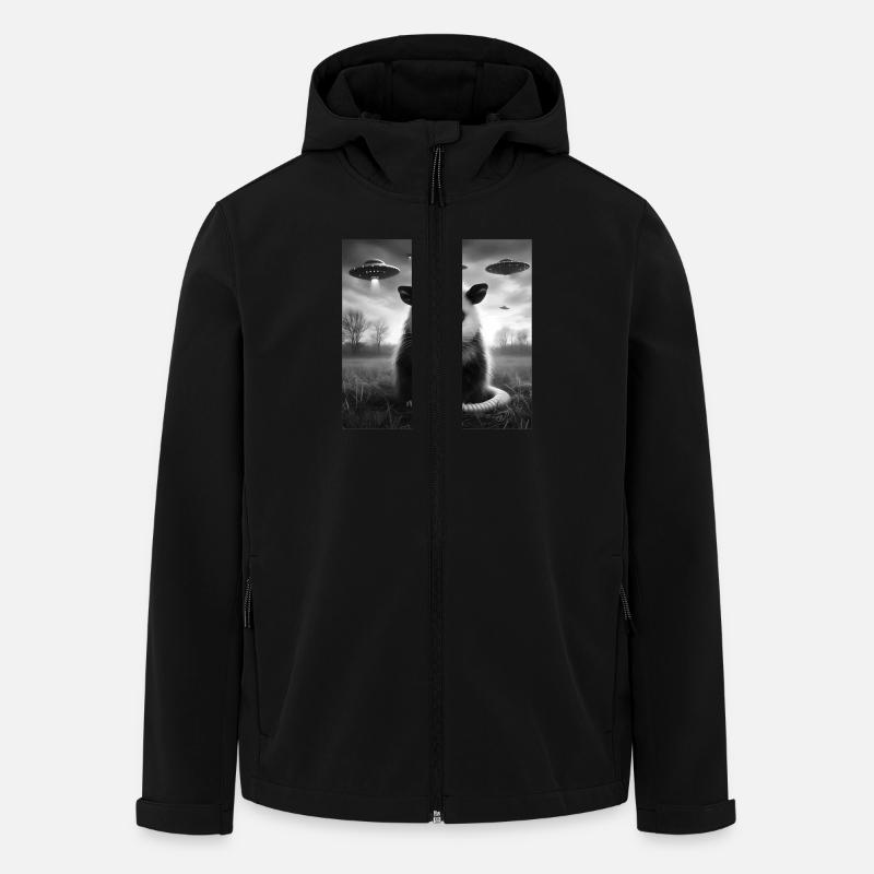 Opossum Funny Graphic Selfie with UFOs Weird Alien - Men’s Recycled Softshell Jacket by Stanley/Stella - black