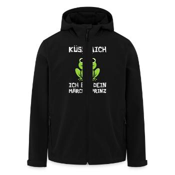 Froschkostüm KÜSS MICH ICH BIN EIN MÄRCHENPRINZ - Recycelte Männer Softshell-Jacke von Stanley/Stella - Schwarz - Vorne - AI Model Male 185 light (185cm)