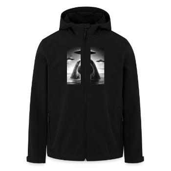 Walross Seelöwe Lustiges Grafik Selfie mit UFOs Wei - Recycelte Männer Softshell-Jacke von Stanley/Stella - Schwarz - Vorne - AI Model Male 185 light (185cm)