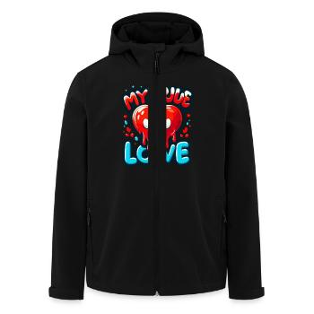 Valentinstag Herz Pfote Hund Vierbeiner Hundefan - Recycelte Männer Softshell-Jacke von Stanley/Stella - Schwarz - Vorne - AI Model Male 185 light (185cm)