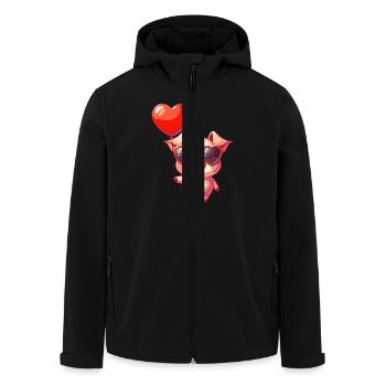La Saint-Valentin Fiançailles Mariage Cochon Bonheur Coeur - Veste softshell homme en polyester recyclé Stanley/Stella - noir - Devant - AI Model Male 185 light (185cm)
