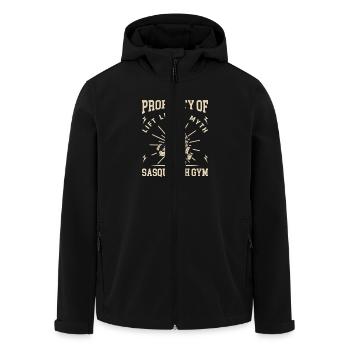 Property of Sasquatch Gym - Men’s Recycled Softshell Jacket by Stanley/Stella - black - Front - AI Model Male 185 light (185cm)