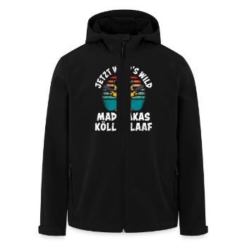 Karneval Ente JETZT WIRD'S WILD MADAFAKAS KÖLLE - Recycelte Männer Softshell-Jacke von Stanley/Stella - Schwarz - Vorne - AI Model Male 185 light (185cm)