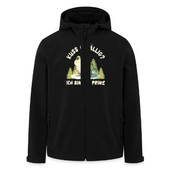 Faschingskostüm KUSS GEFÄLLIG? ICH BIN DER PRINZ - Recycelte Männer Softshell-Jacke von Stanley/Stella - Schwarz - Vorne - AI Model Male 185 light (185cm)