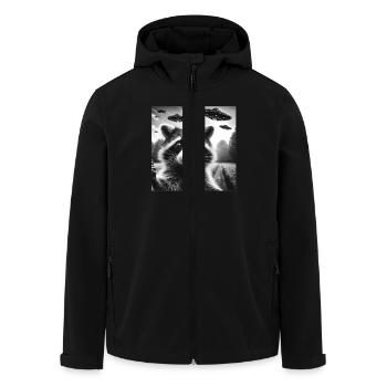 Racoon trash panda Funny Graphic Selfie UFOs Weir - Men’s Recycled Softshell Jacket by Stanley/Stella - black - Front - AI Model Male 185 light (185cm)
