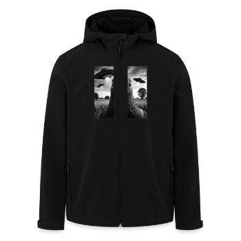 Pigeon Dove Funny Graphic Selfie with UFOs Weird A - Recycelte Männer Softshell-Jacke von Stanley/Stella - Schwarz - Vorne - AI Model Male 185 light (185cm)