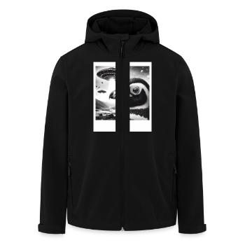 Pingouin Science-Fi Drôle Selfie graphique avec des OVNI Weir - Veste softshell homme en polyester recyclé Stanley/Stella - noir - Devant - AI Model Male 185 light (185cm)