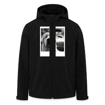 Great Pyrenees Funny Graphic Selfie with UFOs Weir - Recycelte Männer Softshell-Jacke von Stanley/Stella - Schwarz - Vorne - AI Model Male 185 light (185cm)