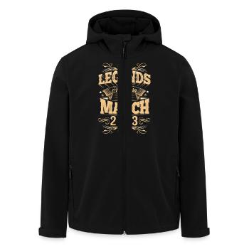 Légende de l’anniversaire de mars 2003 - Veste softshell homme en polyester recyclé Stanley/Stella - noir - Devant - AI Model Male 185 light (185cm)