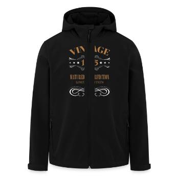 Vintage Geschenk 70. Geburtstag Geburtsjahr 1955 - Recycelte Männer Softshell-Jacke von Stanley/Stella - Schwarz - Vorne - AI Model Male 185 light (185cm)