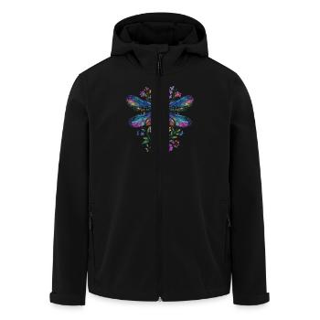 Libelle Und Blumen Aquarell Naturmotiv - Recycelte Männer Softshell-Jacke von Stanley/Stella - Schwarz - Vorne - AI Model Male 185 light (185cm)