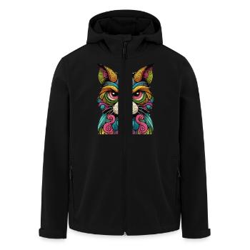 Bunter Katzenblick – Mystische Kunst - Recycelte Männer Softshell-Jacke von Stanley/Stella - Schwarz - Vorne - AI Model Male 185 light (185cm)