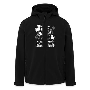Real Girls Play With Scottish Terrier - Men’s Recycled Softshell Jacket by Stanley/Stella - black - Front - AI Model Male 185 light (185cm)