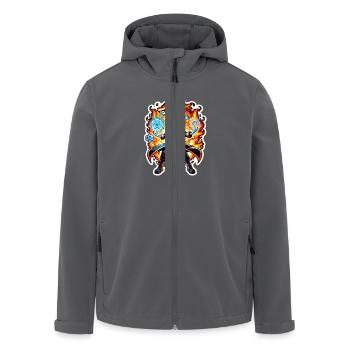 Anime Wizard Mage Fighting Dragon Pixelated Gamer - Men’s Recycled Softshell Jacket by Stanley/Stella - anthracite - Front - AI Model Male 185 light (185cm)