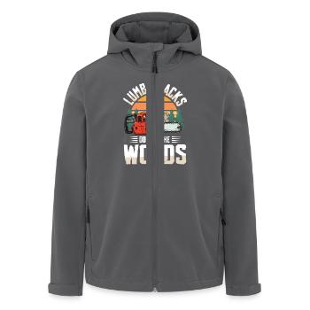 Lumberjacks Do it in the Woods - Men’s Recycled Softshell Jacket by Stanley/Stella - anthracite - Front - AI Model Male 185 light (185cm)