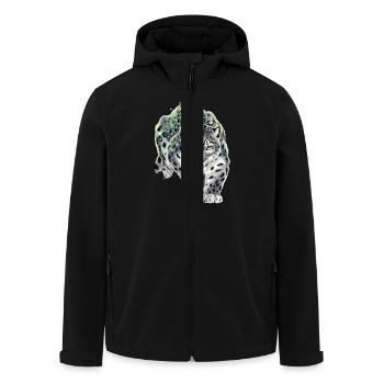 Schneeleopard Leopard Raubkatze - Recycelte Männer Softshell-Jacke von Stanley/Stella - Schwarz - Vorne - AI Model Male 185 light (185cm)