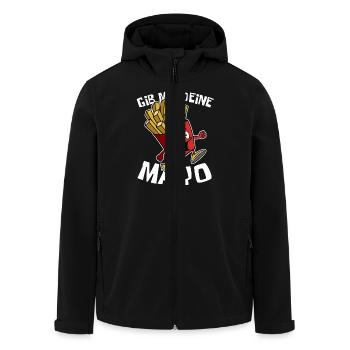 Gib mir deine Mayo - Pommes - Geschenk - Recycelte Männer Softshell-Jacke von Stanley/Stella - Schwarz - Vorne - AI Model Male 185 light (185cm)
